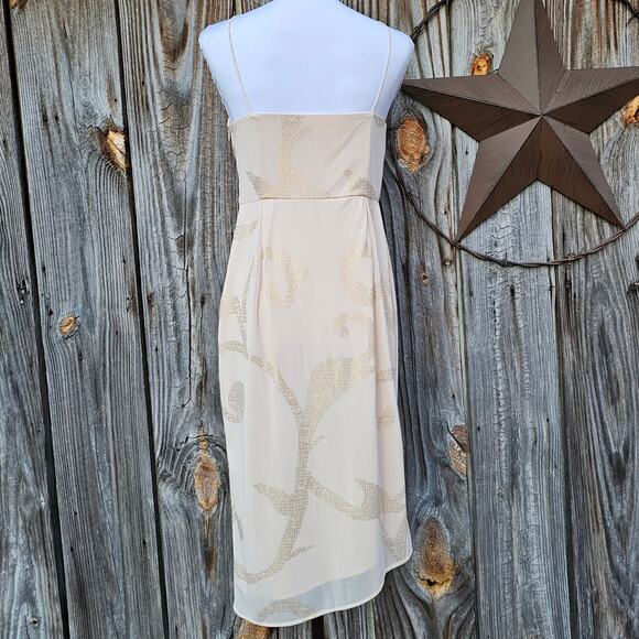 Draped Wrap Dress Free People Size 12 Cream Gold Mesh Sweetheart Sleeveless - Picture 4 of 10